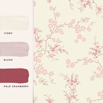 Oriental Blossom Blush Wallpaper Sample - View of coordinating paint colors