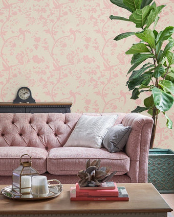Oriental Garden Pearlescent Chalk Pink Wallpaper Sample - Laura Ashley