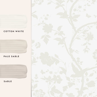 Oriental Garden Pearlescent White Wallpaper - View of coordinating paint colors