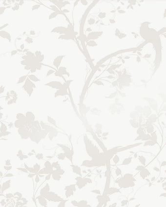 Oriental Garden Pearlescent White Wallpaper Sample - Laura Ashley