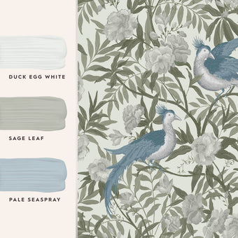 Osterley Sage Wallpaper Sample - View of coordinating paint colors