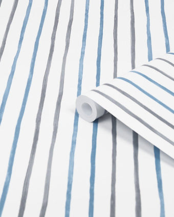 Painterly Stripe Blue Wallpaper - View of roll of wallpaper