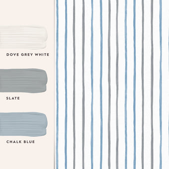 Painterly Stripe Blue Wallpaper - View of coordinating paint colors