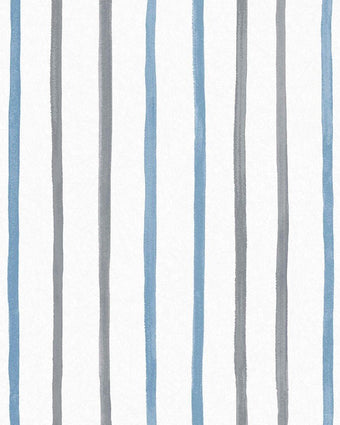 Painterly Stripe Blue Wallpaper - Close up view of wallpaper