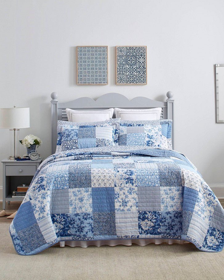 Paisley Patchwork Blue Quilt Set - Laura Ashley