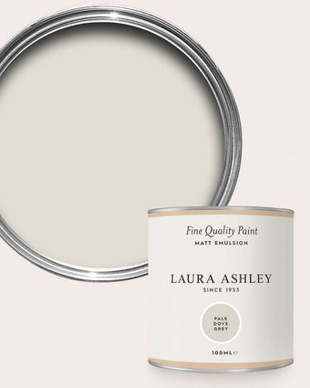 Pale Dove Grey Paint - View of open tester can of paint