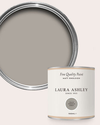 Pale French Grey Paint - View of open tester can of paint