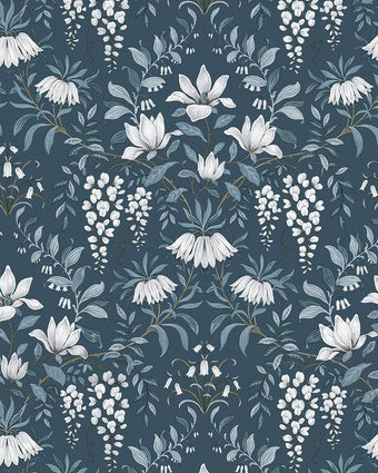 Parterre Dark Seaspray Wallpaper - View of pattern