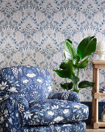 Parterre Off White/Seaspray Wallpaper Sample - Laura Ashley
