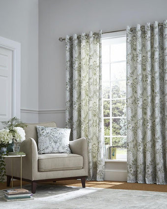 Parterre Sage Grommet Curtains in Room with Window
