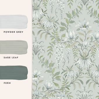Parterre Sage Wallpaper Sample - View of coordinating paint colors