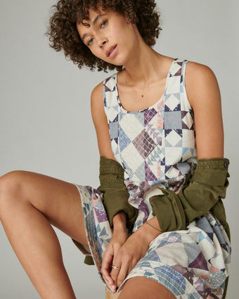 Patchwork Mini Dress close up view of dress