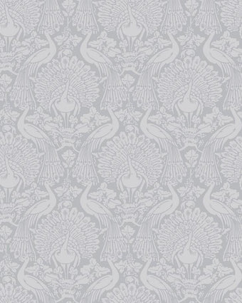 Peacock Damask Pale Slate Wallpaper - Laura Ashley