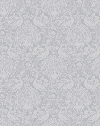Peacock Damask Pale Slate Wallpaper Sample - Laura Ashley
