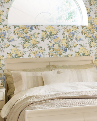 Pembrey Pale Gold Wallpaper - View of wallpaper on a wall