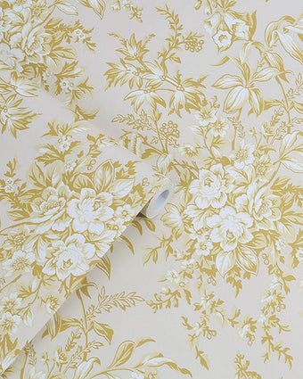 Picardie Pale Gold Wallpaper - Laura Ashley
