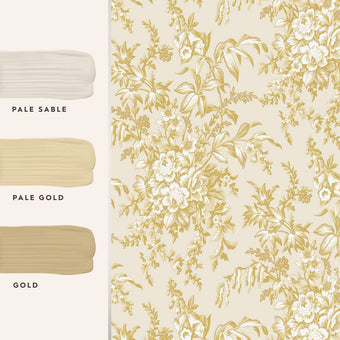 Picardie Pale Gold Wallpaper Sample - View of coordinating paint colors
