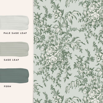 Picardie Sage Wallpaper Sample - View of coordinating paint colors