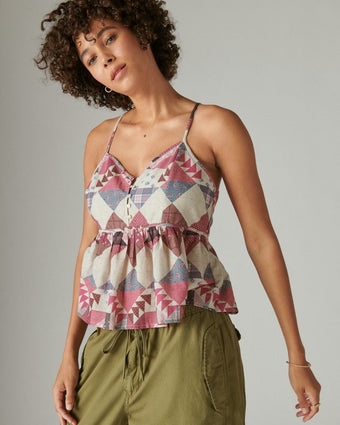 Pink Patchwork Cami front view of cami