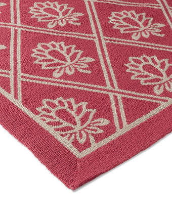 Porchester Poppy Red Indoor Outdoor Rug closeup view of rug