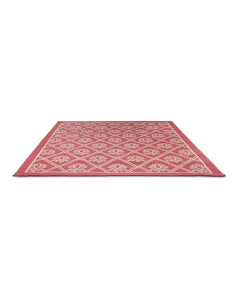 Porchester Poppy Red Indoor Outdoor Rug view of front of rug