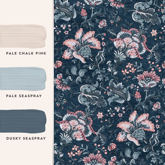 Portia Dark Seaspray Wallpaper - View of coordinating paint colors
