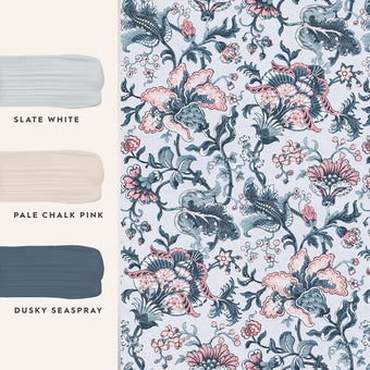 Portia Pale Slate Wallpaper - View of coordinating paint colors