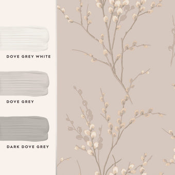 Pussy Willow Dove Grey Wallpaper - View of coordinating paint colors