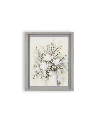 Pussy Willow In Vase Framed Print Wall Art.  Front view