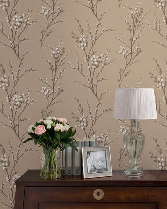 Pussy Willow Natural Wallpaper Sample - Laura Ashley