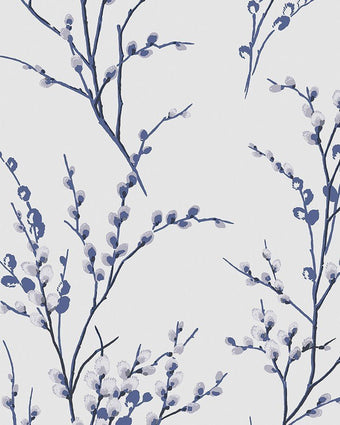 Pussy Willow Off White/Midnight Wallpaper Sample - Laura Ashley