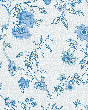 Rambling Rector Sky Blue Wallpaper - Close up view of wallpaper