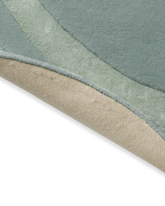 Redbrook Duck Egg Rug view of back of round rug