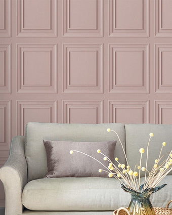 Redbrook Wood Panel Blush Wallpaper - View of wallpaper on the wall