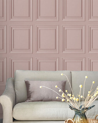 Redbrook Wood Panel Blush Wallpaper Sample - View of wallpaper on the wall