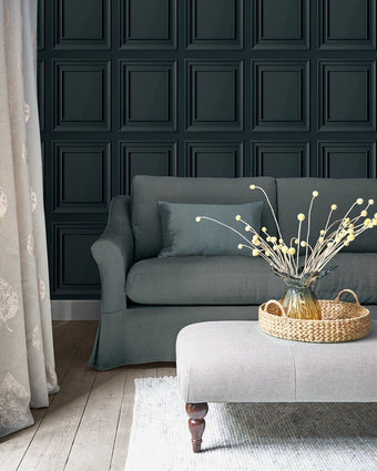 Redbrook Wood Panel Dark Seaspray Wallpaper - Wallpaper hanging on wall