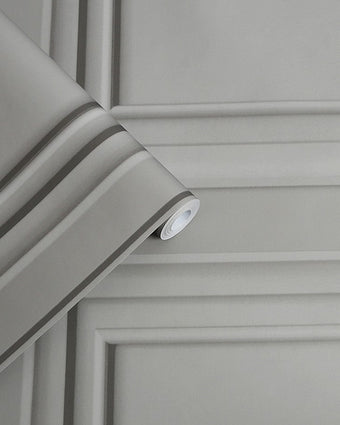 Redbrook Wood Panel Pale Steel Wallpaper - View of wallpaper roll