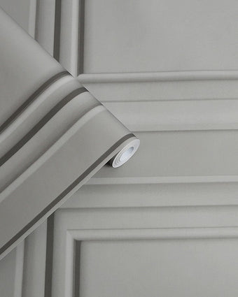 Redbrook Wood Panel Pale Steel Wallpaper - View of wallpaper roll