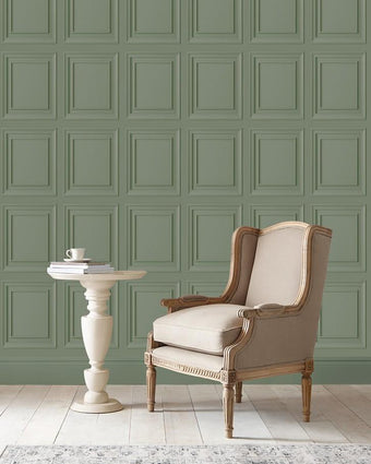 Redbrook Wood Panel Sage Wallpaper Sample - Laura Ashley