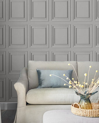 Redbrook Wood Panel Silver Wallpaper - View of wallpaper on a wall