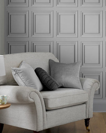 Redbrook Wood Panel Silver Wallpaper - View of wallpaper on a wall