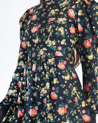 Rhian Daisy Square Neck Mini Prairie Dress print closeup