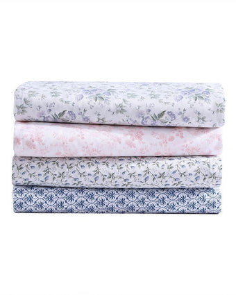 Rosemarie Blue Cotton Sateen Sheet Set - View of available patterns