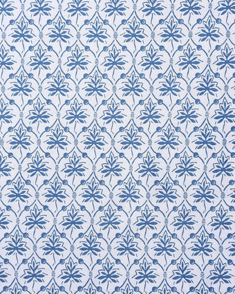 Rosemarie Blue Cotton Sateen Sheet Set - Close  up view of print