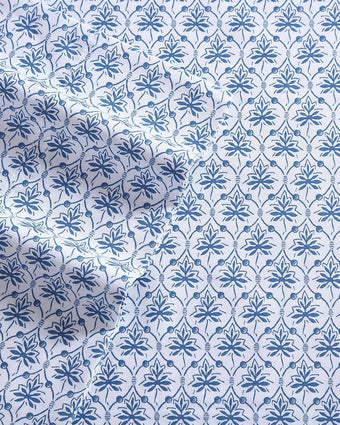 Rosemarie Blue Cotton Sateen Sheet Set - Close up view 
