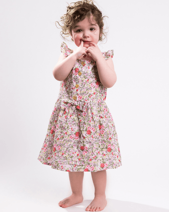 Rowena Crinkle Gauze Dress   Front view of dress on model