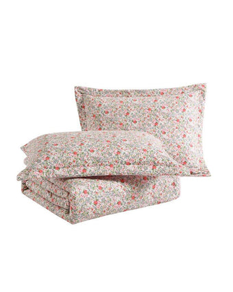 Rowena Pink Quilt - View of folded quilt and 2 shams