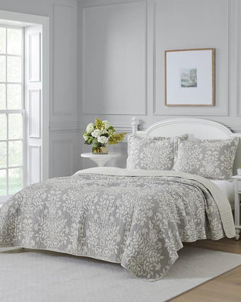 Rowland Grey Quilt Set - Laura Ashley