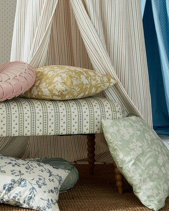 Rye Hedgerow Green view of fabric on a cushion