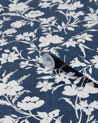 Rye Midnight Seaspray Blue Wallpaper - View of roll of wallpaper